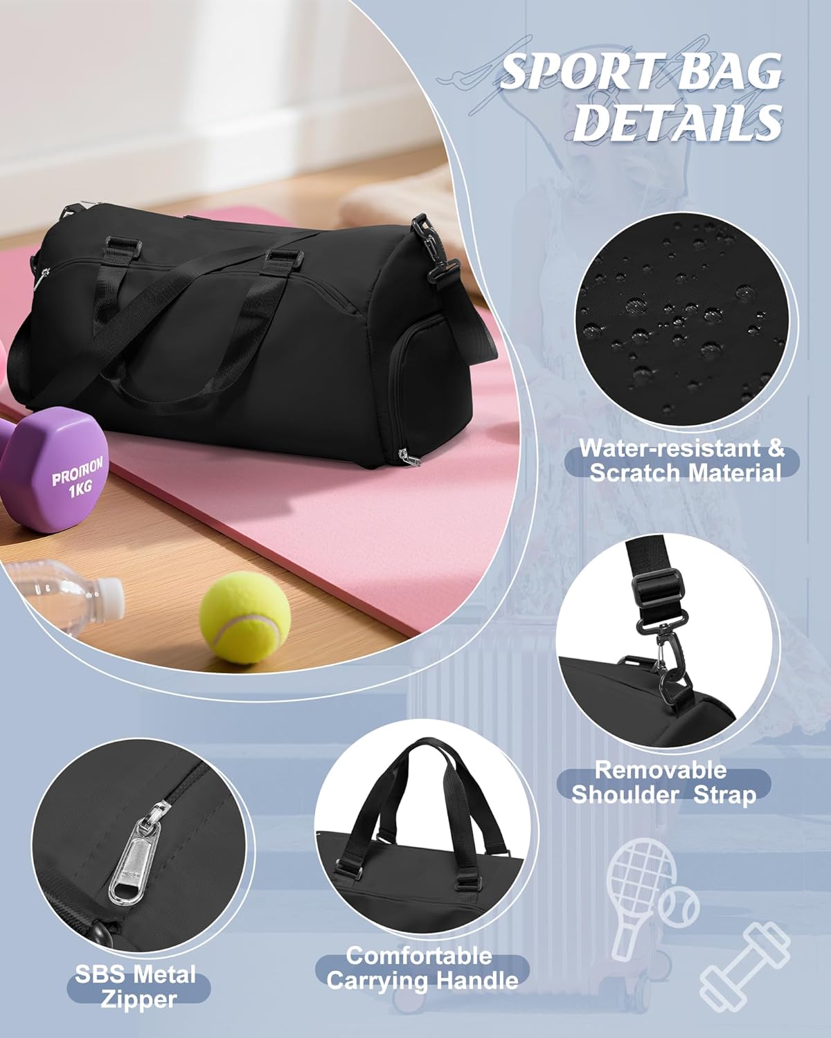 Gym Bag Womens Mens with Shoes Compartment and Wet Pocket Travel Duffel Bag for Women for Plane Sport Gym Tote Bags Swimming Yoga Waterproof Weekend Overnight Carry on Bag Hospital Holdalls - Colors A