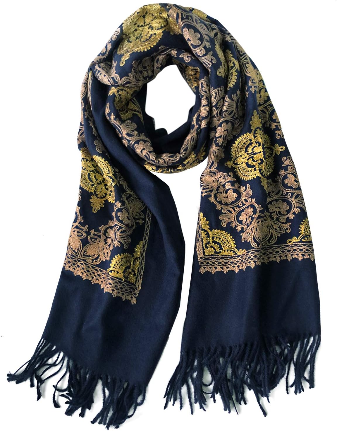 Urban CoCo Women's Embroidered Oversize Tassel Shawl Scarf Wraps for Women