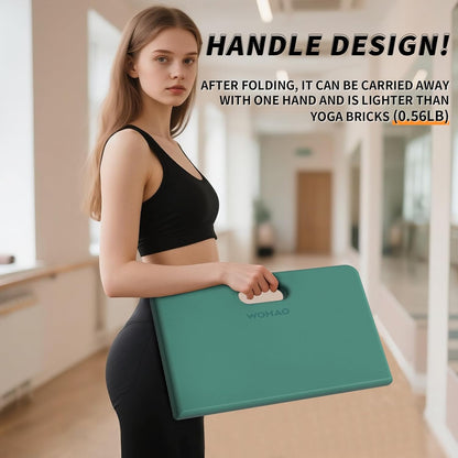 Yoga Knee Pad - Foldable Non-Slip POE Cushion, Folding Support Pad with Handle, Lightweight & Portable for Yoga, Pilates, Fitness