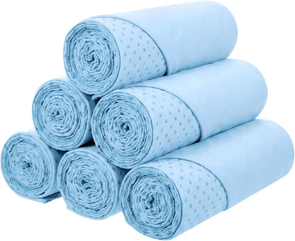 Soulchen 6 Pack Hot Yoga Towel Bulk with Grip Dot Non Slip 72" x 24" Microfiber Yoga Mat Soft Sweat Absorbent Pilates Blanket Mat Towel for Exercise Fitness Accessories Workout Gym(Gray)