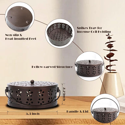 Mosquito Coil Holder Indoor Outdoor Portable Incense Coil Burner for Patio Camping (Black)