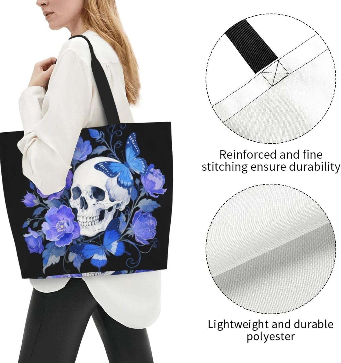 Tote Shoulder Bag Large Durable Reusable Eco-friendly Handbag Lightweight Stylish for Daily Use-19.7x15.7x5.9 Inch - Colors A