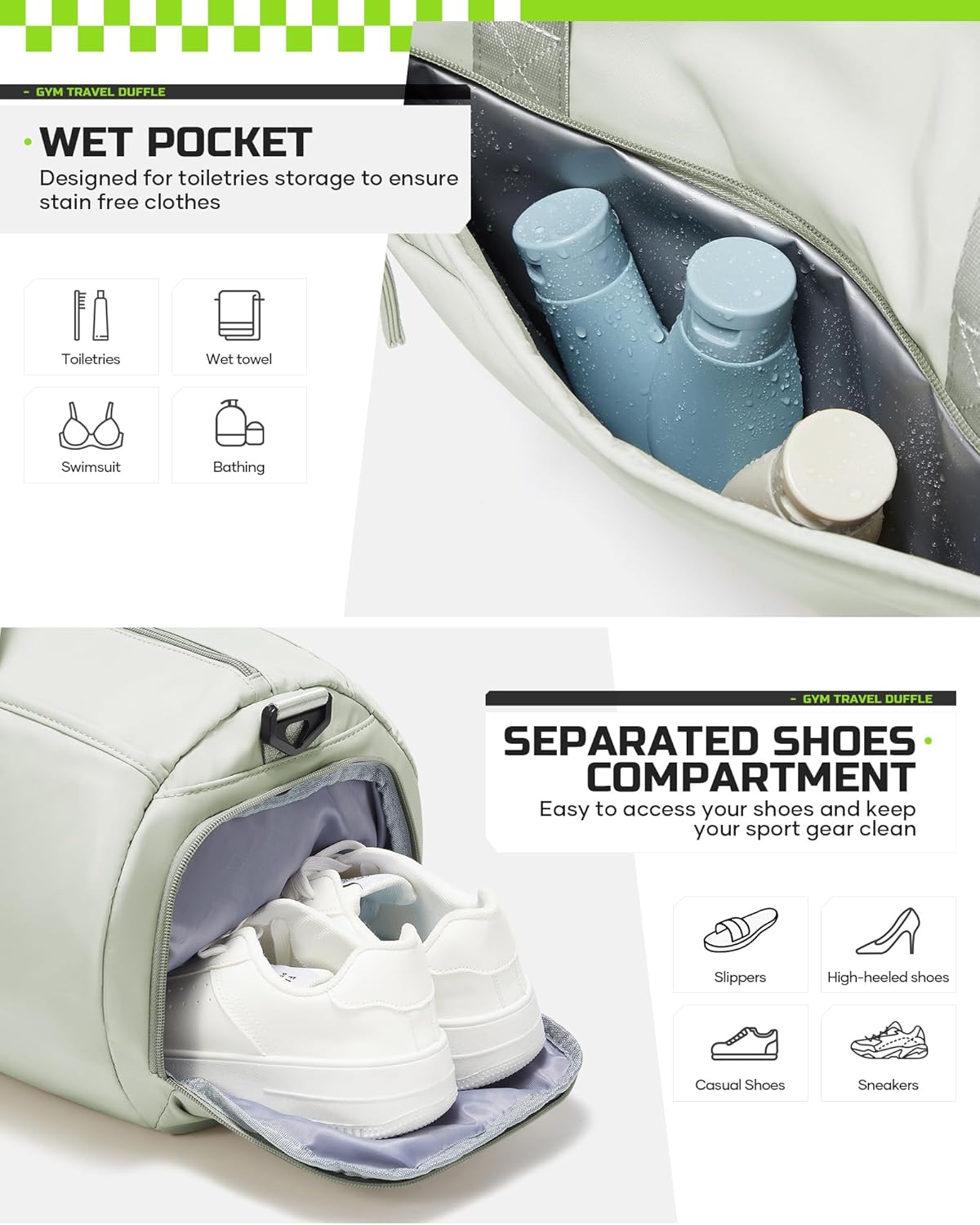 Gym Bag Womens Mens with Shoes Compartment and Wet Pocket Travel Duffel Bag for Women for Plane Sport Gym Tote Bags Swimming Yoga Waterproof Weekend Overnight Carry on Bag Hospital Holdalls - Colors A