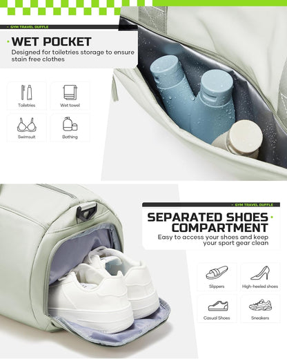 Gym Bag Womens Mens with Shoes Compartment and Wet Pocket Travel Duffel Bag for Women for Plane Sport Gym Tote Bags Swimming Yoga Waterproof Weekend Overnight Carry on Bag Hospital Holdalls - Colors A