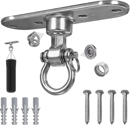 Heavy Bag Hanger,Stainless Wall Ceiling Mount Hook 180°/360° Rotation Wood Beam Holder Body Weight Strength Training Systems, Aerial Yoga Swing & Hammock