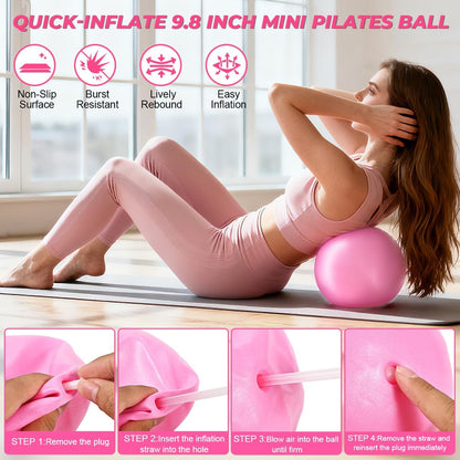 Pilates Ring Set for Women, Pilates Set with Magic Circle,Resistance Bands, Pilates Kit for Home Workout, Pilates Equipment for Strength, Toning and Flexibility(Purple,15pcs)