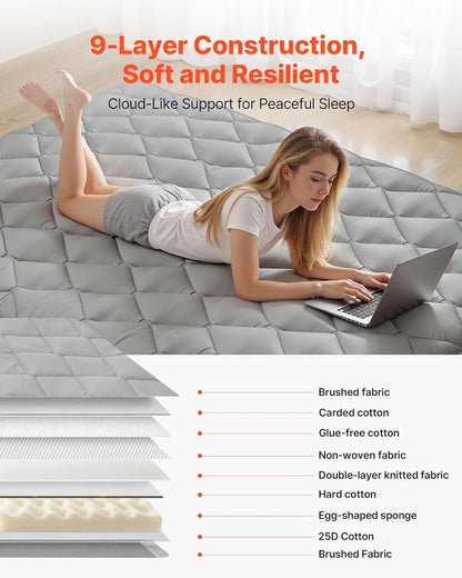 VEVOR Japanese Floor Mattress, Futon Mattress, 100% High Density Comfortable Foam, Foldable Tatami Mat with Storage Bag, Sleeping Pad for Camping Dormitory Yoga