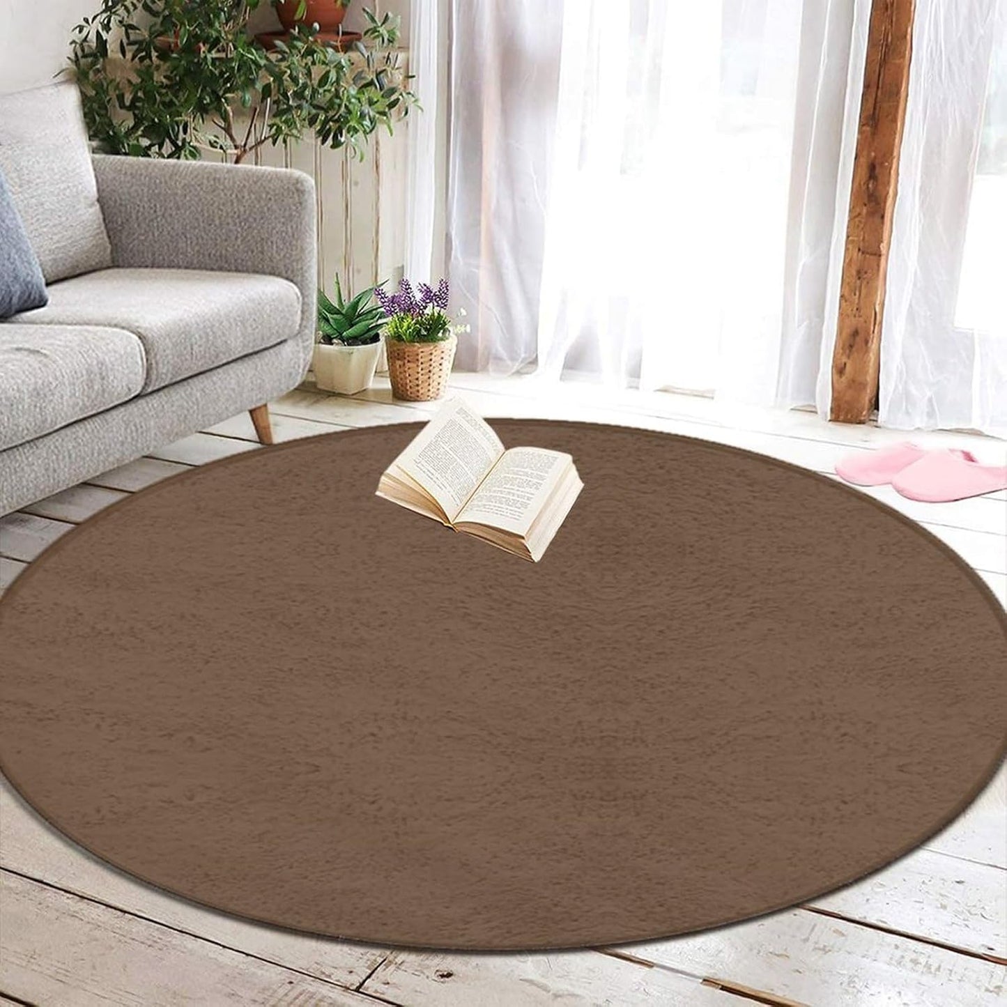 Room Sofa Yoga Soft Round Carpet, Modern Round Area Rug, Non Slip Machine Washable Kitchen Office Circle Rug Purple, 36inch