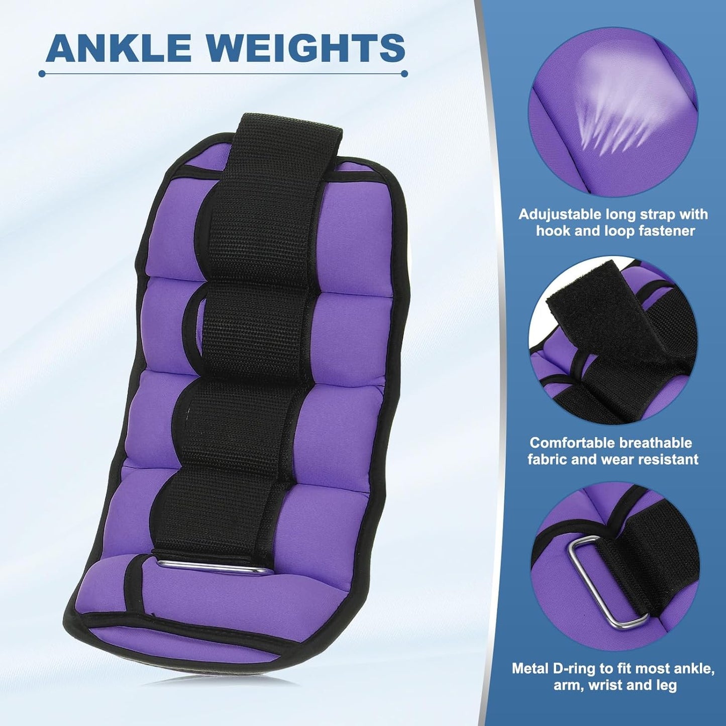 PATIKIL Adjustable Ankle Weights Wrist Leg Arm Weights Sandbags for Women Men Strength Training Weight Yoga Jogging Walking Aerobics