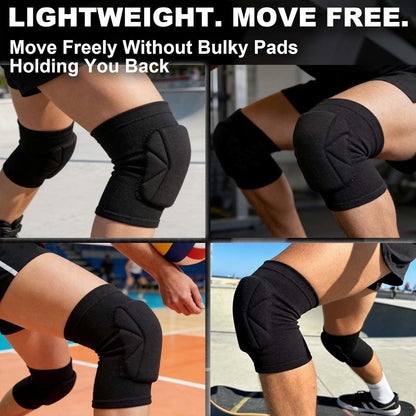 Volleyball Knee Pads, Skating Men & Women Kneepads for Dance, Yoga, Basketball, Softball, Football, Soccer - Anti-Slip Work Knee Sleeves with Thick Foam Pad for Wrestling, Cleaning, Running for Adult, Black M