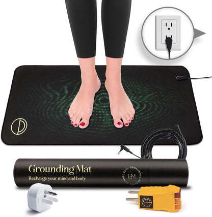 Earth and Moon Grounding Mat for Desk, Reduce Fatigue & Stress, Supports Energy & Wellness, Grounding Pad for Bed, Office, Living Room, Works Well w/Sheets, Blanket, w/ 15 Foot Cord, 35x24in, 2 Pack