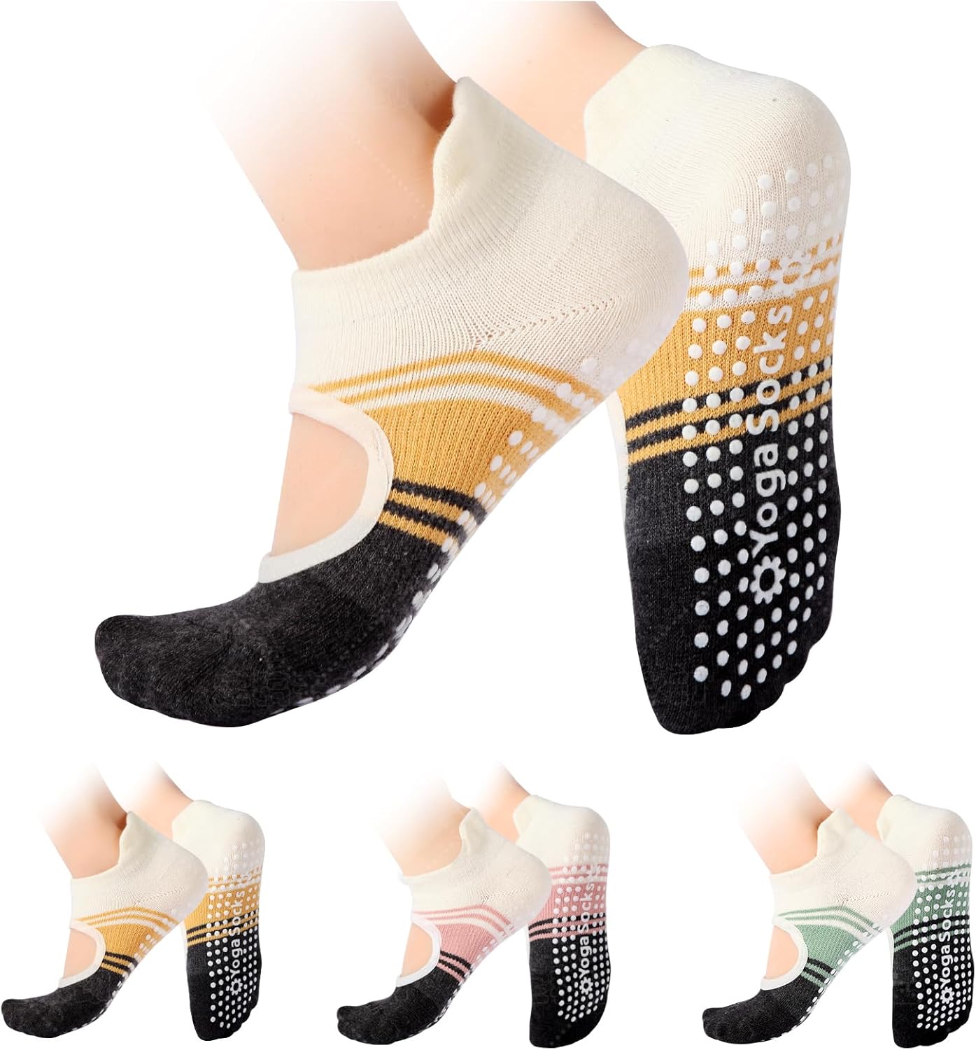 Pilates Socks with Grips for Women,Yoga Socks, Non-Slip Yoga Sock with Toe Separators, Pilates Non Slip Sock