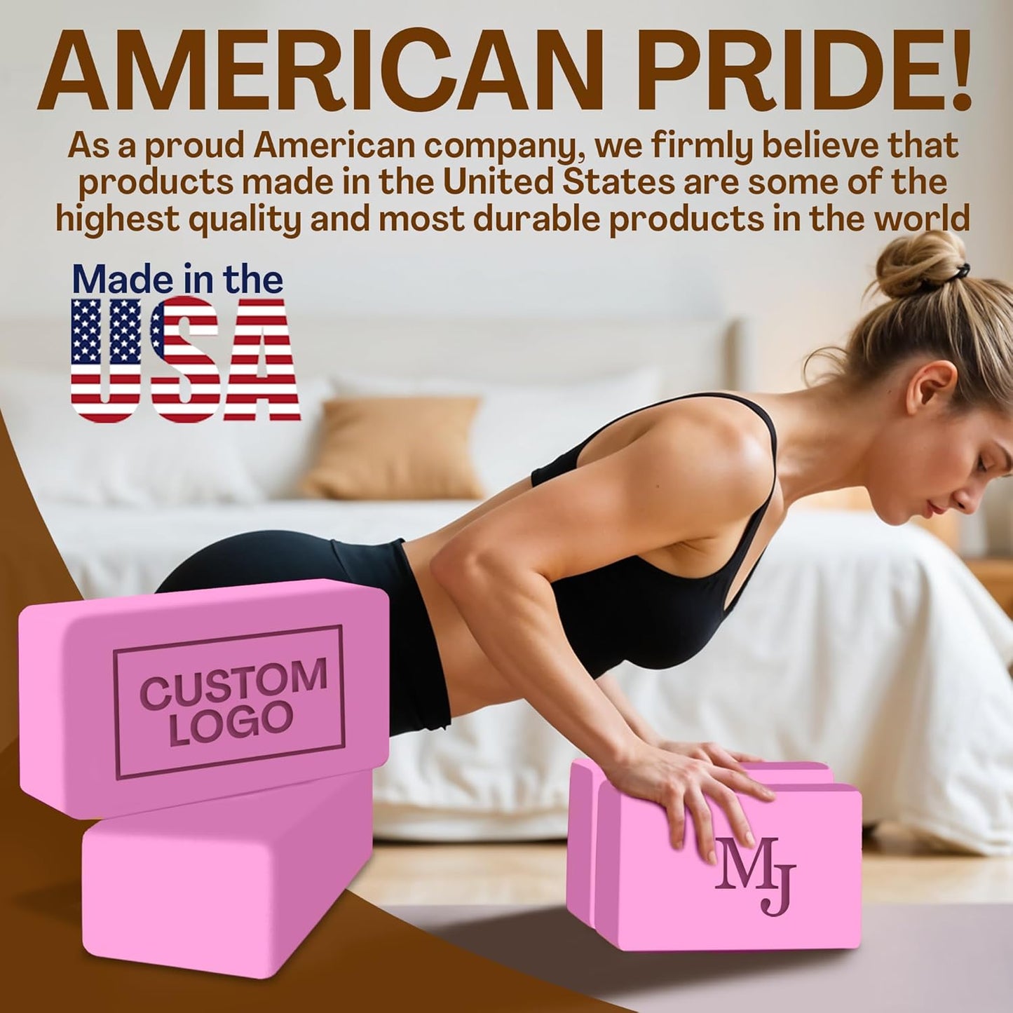 Personalized Yoga Blocks Yoga Gift 2 Pack with Custom Design or Logo, Exercise blocks Yoga Blocks Soft Non-Slip for Pilates, Meditation, Custom Yoga Accessories for Men & Women