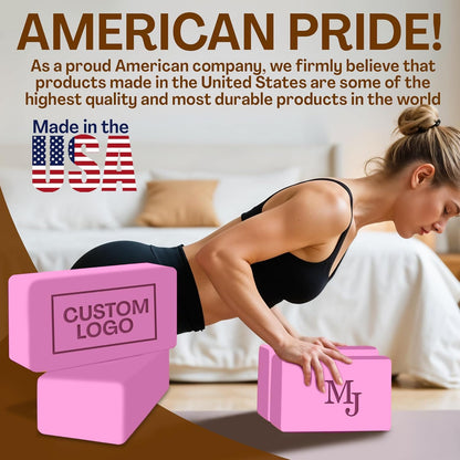 Personalized Yoga Blocks Yoga Gift 2 Pack with Custom Design or Logo, Exercise blocks Yoga Blocks Soft Non-Slip for Pilates, Meditation, Custom Yoga Accessories for Men & Women