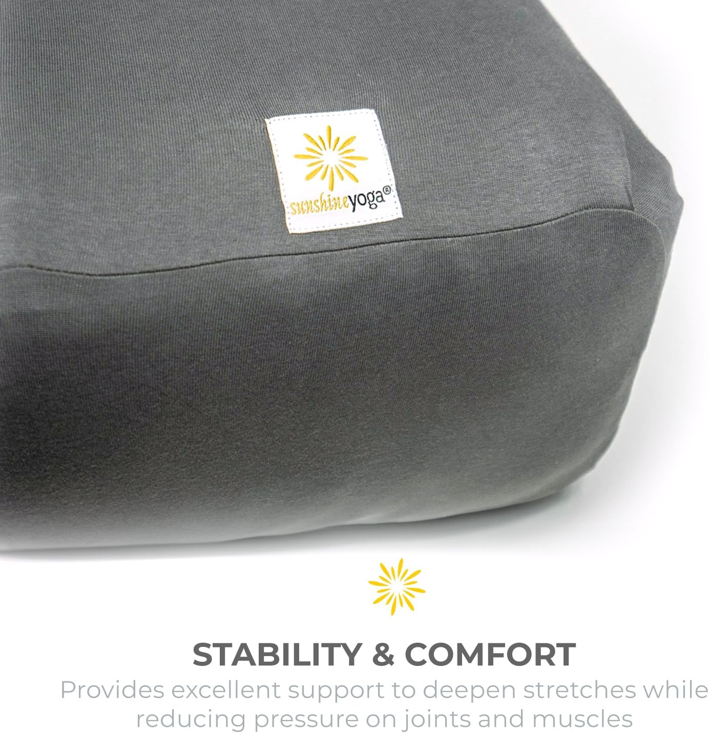 Extra Firm Large Yoga Bolster, 24" x 12" x 6" Cinched OR Zippered Yoga Pillow, Rectangular Cotton Cushion With Removable Cover for Studios, 1 Pack or 2 Pack