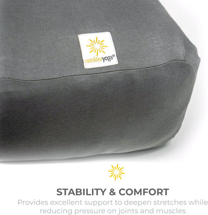 Extra Firm Large Yoga Bolster, 24" x 12" x 6" Cinched OR Zippered Yoga Pillow, Rectangular Cotton Cushion With Removable Cover for Studios, 1 Pack or 2 Pack