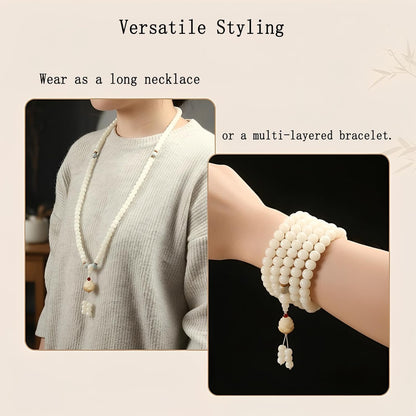 Mala Bead Strand Bracelet, 108 Buddhist Prayer Beads Yoga Meditation Green Malachite Beads Necklace Women man