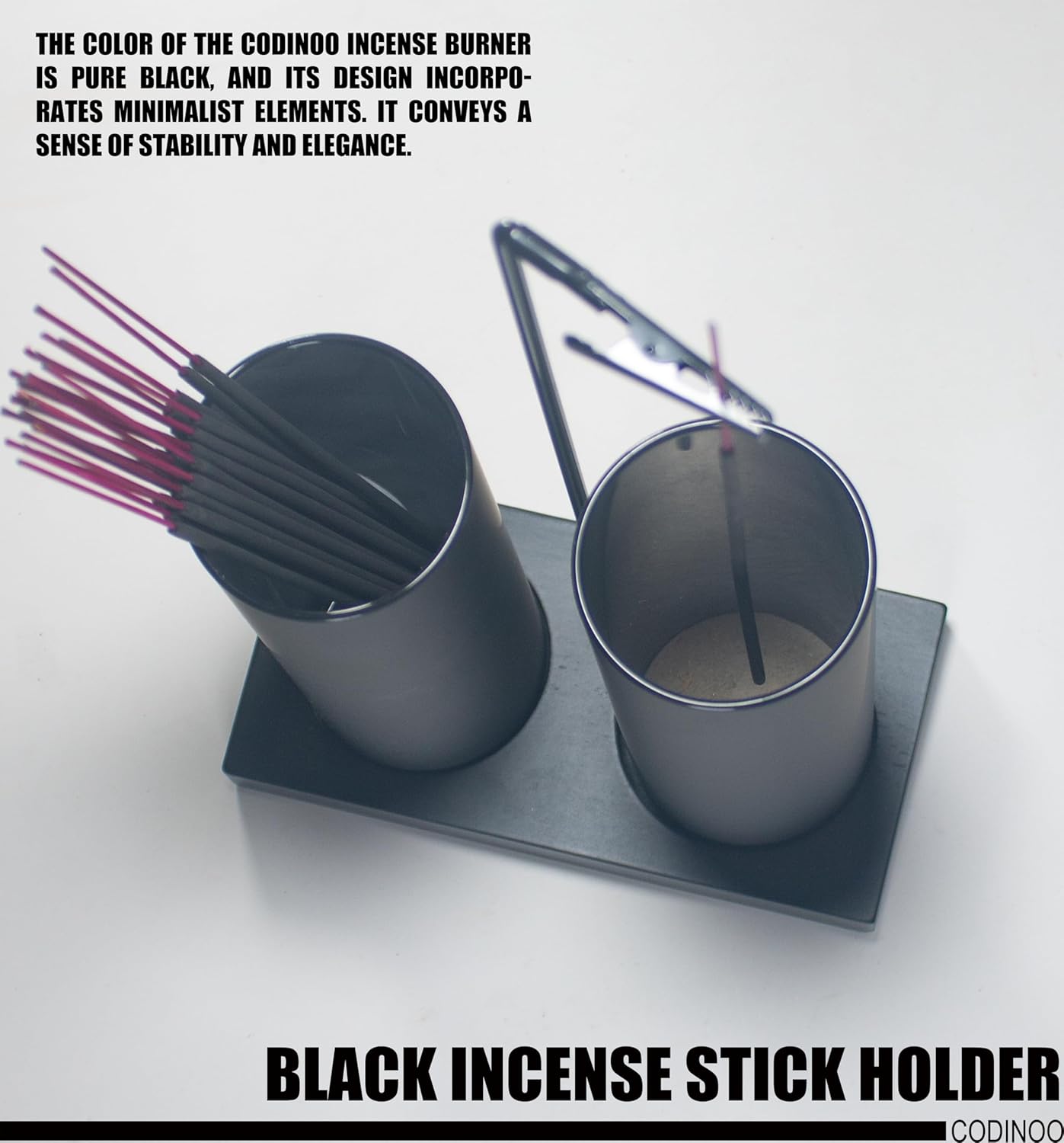 2 in 1 Incense Holder for Sticks Incense Burner Holder with Storage,Glass Upside Down Incense Holder for Sticks with Glass Ash Catcher for Meditation Yoga Spa Room Home Decor[Black]