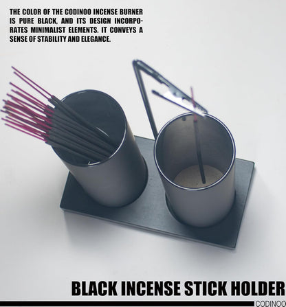 2 in 1 Incense Holder for Sticks Incense Burner Holder with Storage,Glass Upside Down Incense Holder for Sticks with Glass Ash Catcher for Meditation Yoga Spa Room Home Decor[Black]