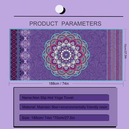 Yoga Towel with Corner Pockets Non Slip Hot Yoga Towel 24" x72" for Hot Yoga, Pilates Fitness,Sweat,Bikram,Workout,Non Slip Sweat Absorbent Hot Yoga Towels (Purple with Non-Slip Grip Dot)