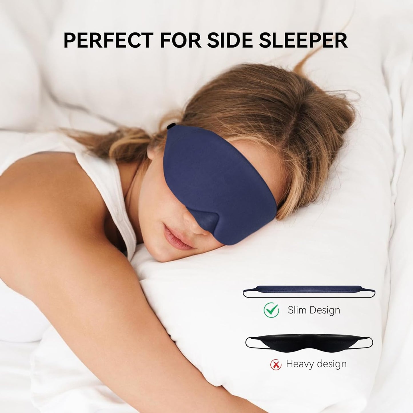 Mavogel Cotton Sleep Eye Mask - Updated Design Light Blocking with Adjustable Nose Bridge, Soft and Comfortable Night Eye Mask for Men Women, Eye Blinder for Shift Work, Includes Travel Pouch, Black