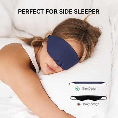 Mavogel Cotton Sleep Eye Mask - Updated Design Light Blocking with Adjustable Nose Bridge, Soft and Comfortable Night Eye Mask for Men Women, Eye Blinder for Shift Work, Includes Travel Pouch, Black