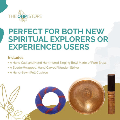 Handcrafted Tibetan Singing Bowl Set – 3.5” Sound Bowl for Meditation, Sound Healing & Yoga – Healing Instrument with Wooden Striker & Cushion – Authentic Hand-Hammered in Nepal