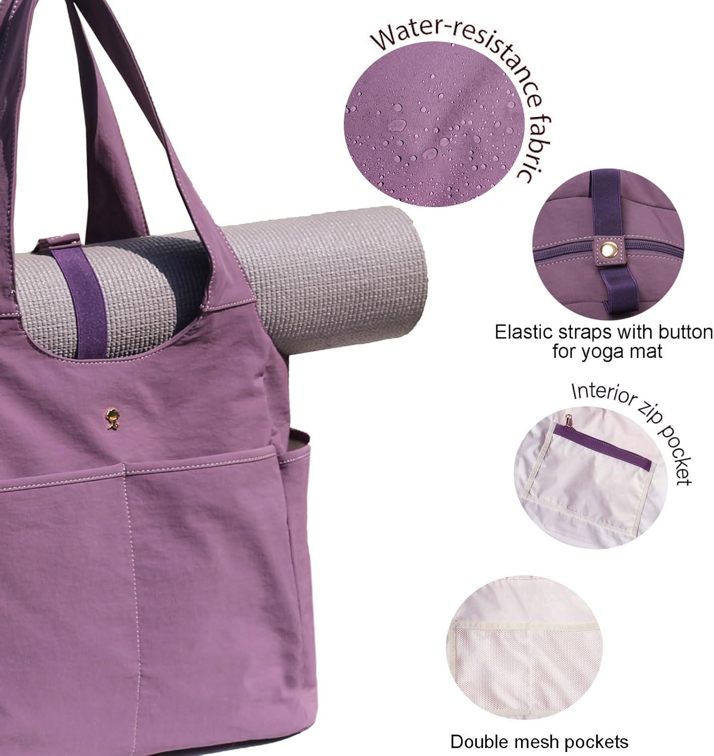 ESVAN Yoga Tote Bag Mat bag Women Shoulder Bags Carryall Tote for Travel Office Workout Gym Nurse Beach