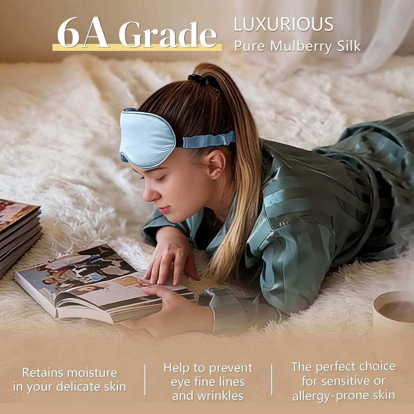 ZIMASILK Adjustable 22 Momme 100% Pure Mulberry Silk Sleep Mask, 3D Contoured Cup Eye Mask for Sleeping, Super Soft Breathable Blindfold, Perfect Blocks Light for Sleeping (Black)