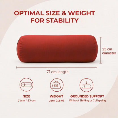 Yogikuti Iyengar Yoga Bolster for Restorative Yoga and Meditation – Lightweight Cotton Support Pillow with Handle for Easy Carry, Versatile for Pose Modification, Balance, Back Relief, and Relaxation