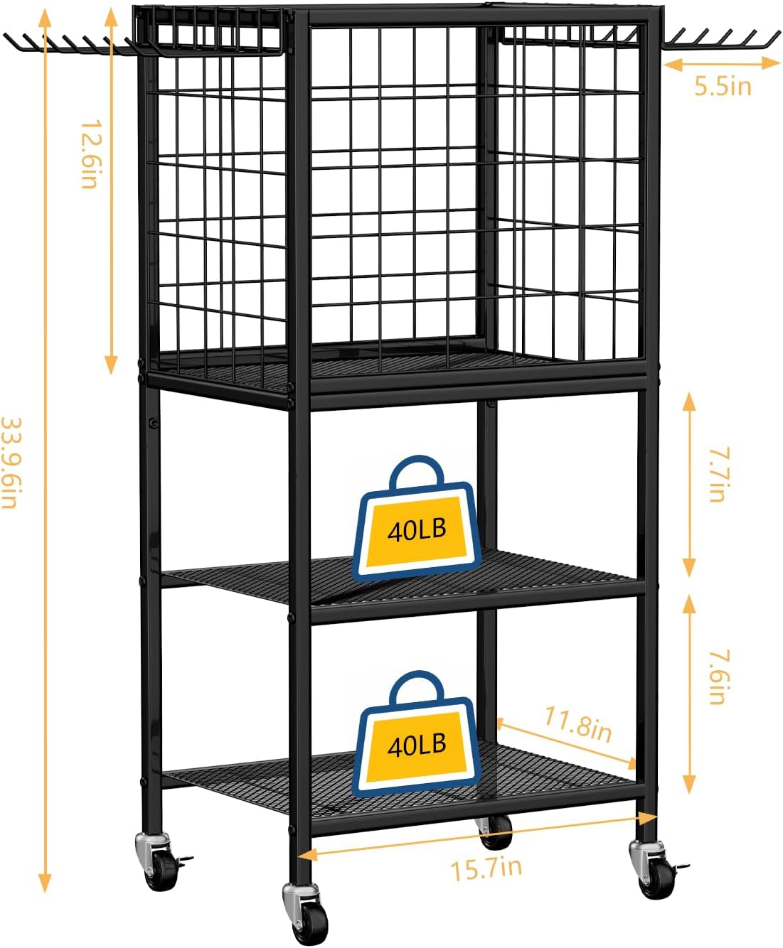 Dumbbell Rack for Home Weight Rack for Home Gym Yoga Mat Storage Rack Black Workout Equipment Storage Organizer with Hooks Yoga Mat Holder with Wheels for Yoga Block, Dumbbell, Resistance Band