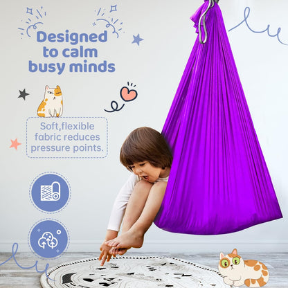 Aokitec Therapy Swing for Kids with Special Needs (Hardware Included) Snuggle Swing Cuddle Hammock Indoor Adjustable Aerial Yoga for Children with Autism, ADHD, Asperger, Sensory Integration