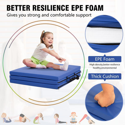 Yoga Mat Thick 2 Inch Workout Flooring for Home Gym - Exercise, Gymnastics, Tumbling, Pilates, Dance Equipment - Foldable Foam Play Mat for Kids and Adults