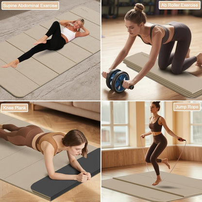 PAIDU Foldable Yoga Mat thick- 2/5" (10MM) TPE Non-Slip Design, Quick Fold，Easy Storage, 75x40 Extra Long/Wide for Indoor Yoga, Pilates and Outdoor Travel Workouts