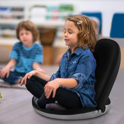 Nnewvante Floor Chair Adjustable Back Support Chair Foldable Meditation Seating Suede-Like Fabric Multiangle Cushioned Recliner for Adults Kids Video-Gaming Reading Watching, Navy
