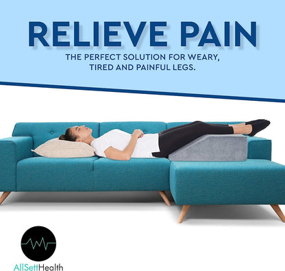 AllSett Health Half Moon Bolster Pillow for Legs, Back and Head (2 Pack) Semi Roll for Ankle and Foot Comfort with White Cotton Machine Washable Cover | Premium Memory Foam | 2 Pillow System