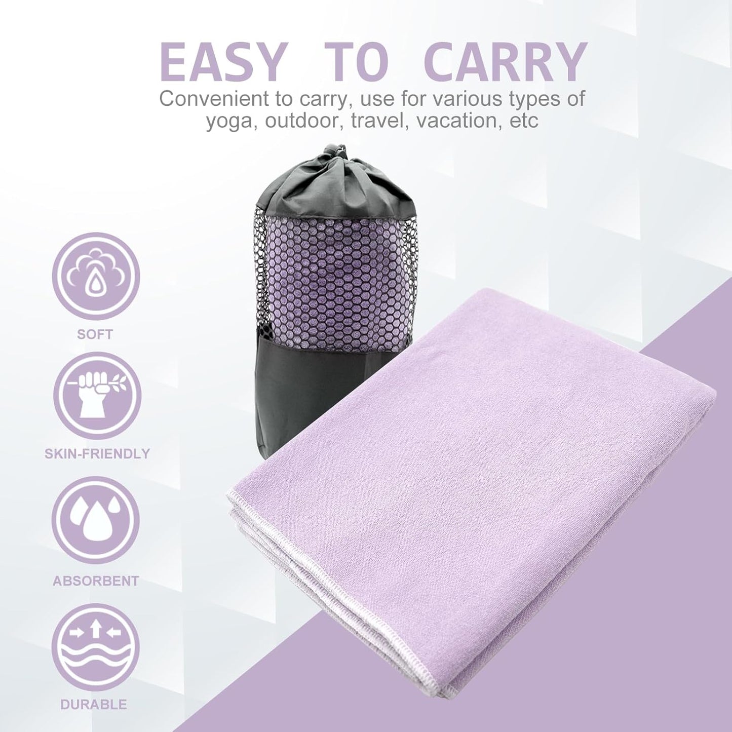 Eunzel Hot Yoga Towel - Microfiber Non Slip Yoga Mat Towel with Grip Dot Sweat Absorbent Towel for Hot Yoga, Pilates and Fitness 72" x 24", Dark Cyan/Orange
