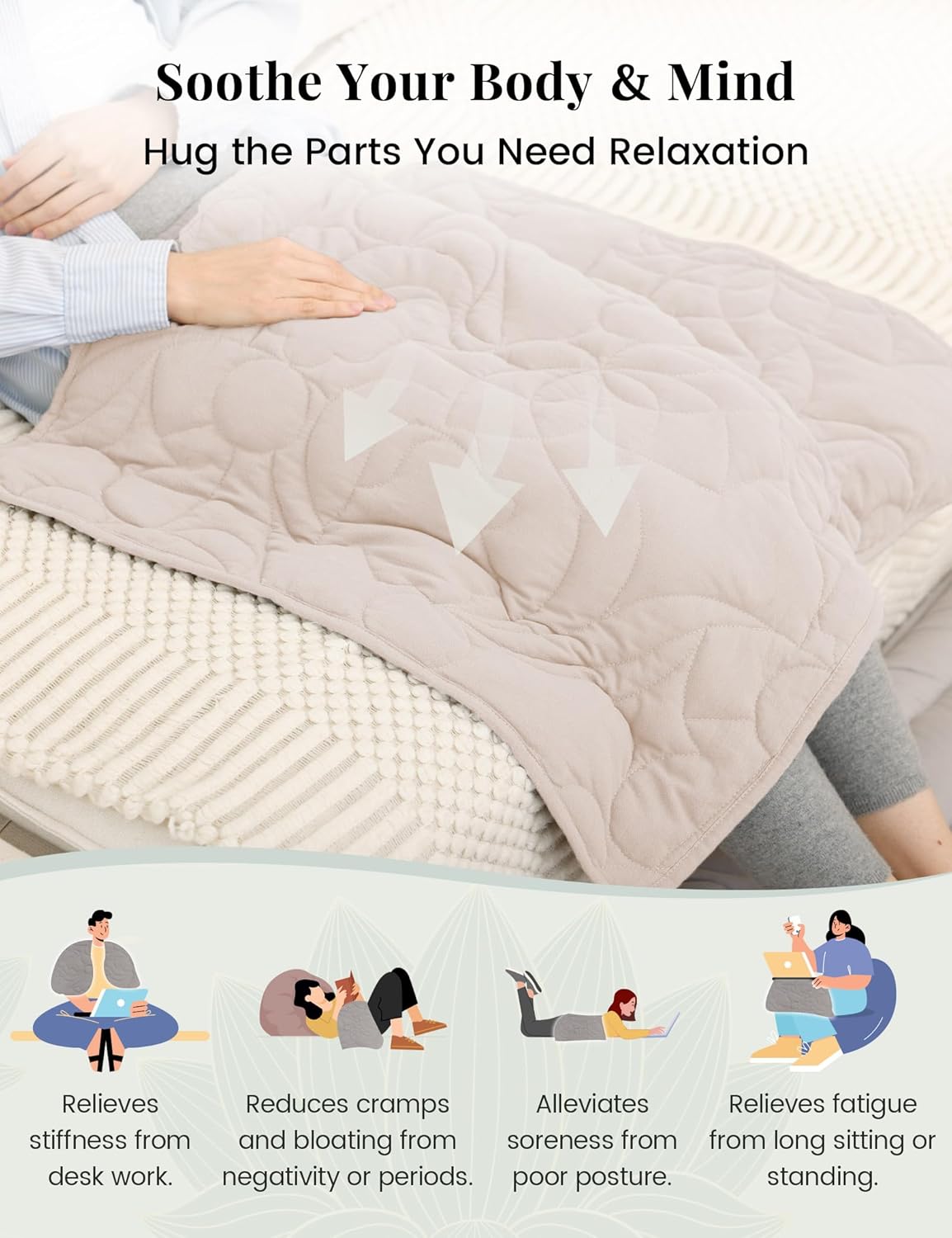 ZonLi Weighted Lap Blanket 5lbs for Meditation, Yoga, Napping, Sleeping and Travel, Cotton Weighted Blanket for Adults,Skin Friendly & Machine Washable, 29x24 inches, Light Gray