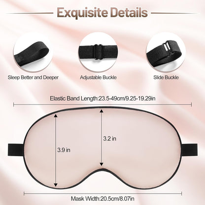 Sleep Mask, Silk Eye Mask for Sleeping with Adjustable Strap, Satin Blackout Sleeping Eye Mask for Men&Women, Comfortable Blindfold Eyeshade for Night Sleep(Black)