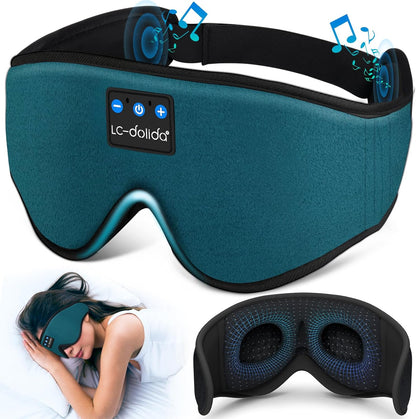 LC-dolida Sleep Headphones, 3D Sleep Mask Bluetooth Wireless Music Eye Mask, Sleeping Headphones for Side Sleepers Sleep Mask with Bluetooth Headphones Ultra-Thin Stereo Speakers Perfect for Sleeping
