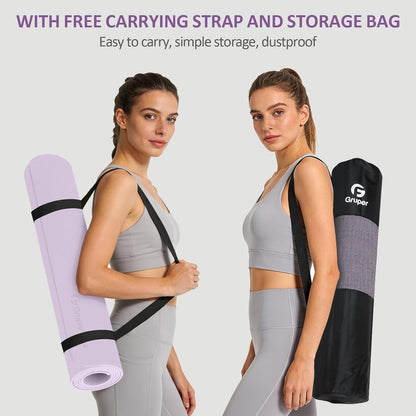 Gruper Yoga Mat Non Slip, 72"L x 24"W x 0.24"/0.32"TH, Anti-Tear Exercise Mat with Carrying Strap and Bag, Pro TPE Yoga Mats for Women, Workout Mats for Home, Pilates and Floor Exercises