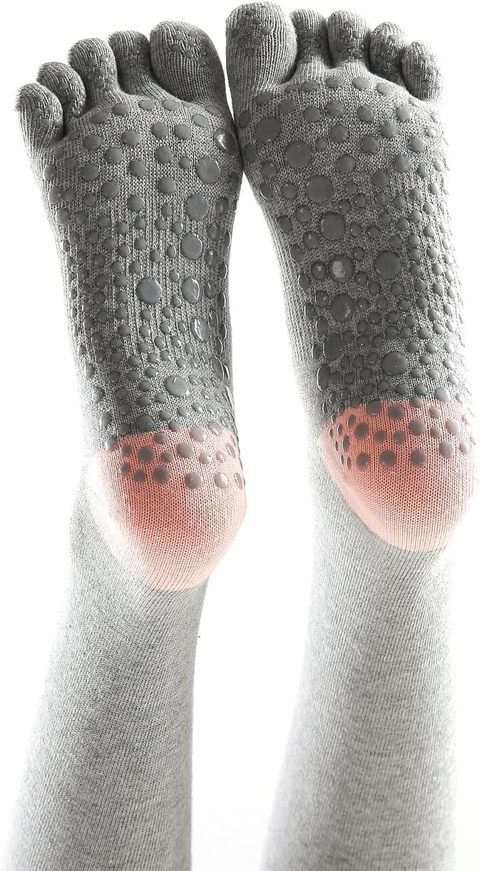 Verdancy Yoga Pilates Toe Socks - Toeless With Grips for Women, Non-Slip Cushioned Over Knee Thigh High