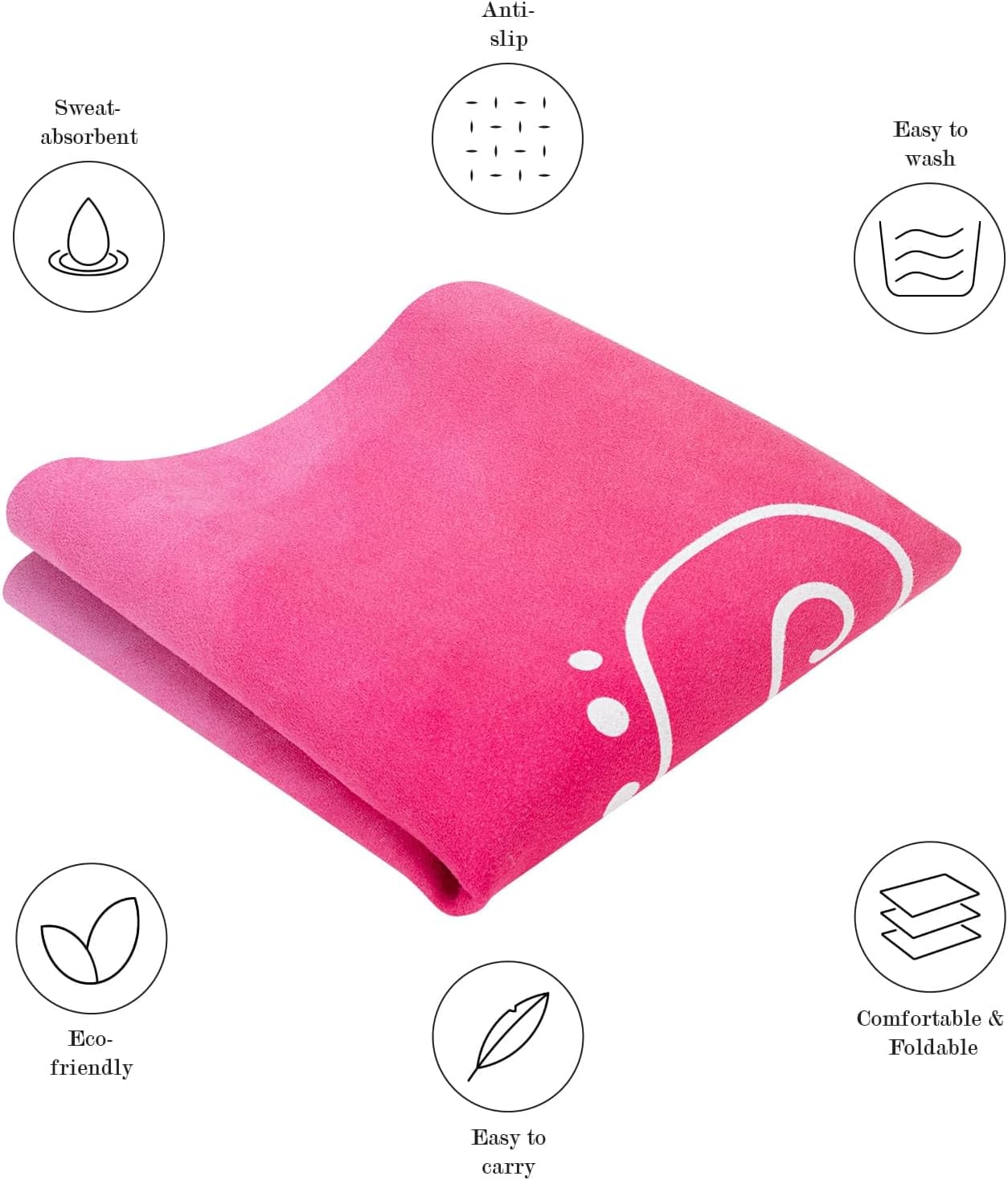 Foldable Yoga Mat, Non-slip Suede Fitness Mat With Carry Bag for Hot Yoga, Exercise, Pilates, 1.5mm Thick Lightweight Exercise Yoga Mat for Women
