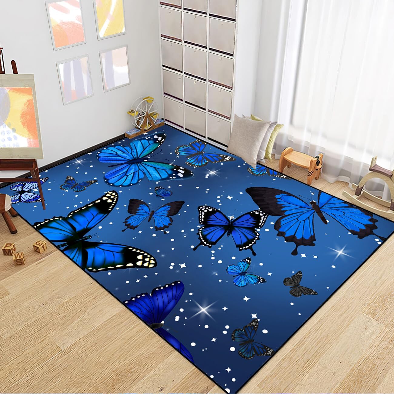 Black Girl Area Rug for Bedroom African Black Girls Floor Rugs for Living Room Playroom Cartoon Art Home Decor Soft Yoga Mats for Women Afro Purple 47" x 31" (2.7 x 3 Feet)