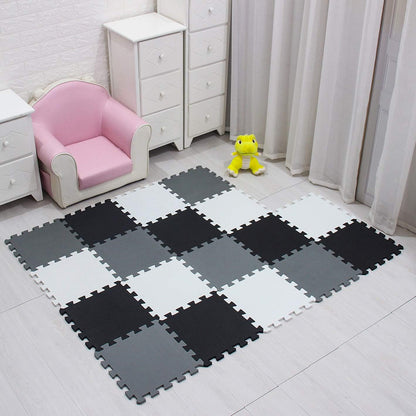 meiqicool Foam Play Mat Thick Soft EVA Interlocking Foam Floor Mats Children Yoga Exercise Multi Jigsaw Puzzle Blocking Board Kids Playmats Play Grey 18 Piece L