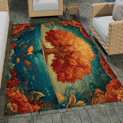 Tree of Life Area Rug – Bohemian Mandala Carpet for Living Room, Bedroom, Meditation Space, Yoga, Spiritual Home Décor – Large Soft Floor Mat for Indoor Decoration (TOL08)