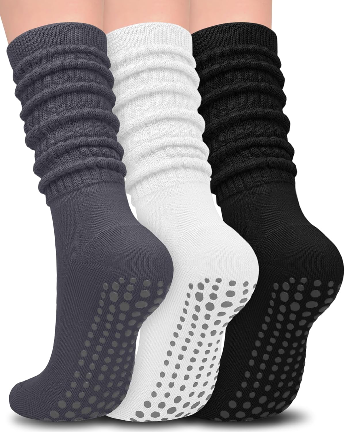 3/6 Pairs Grip Pilates Socks for Women, Non-slip Yoga Athletic Socks for Barre Ballet Barefoot Workout Hospital