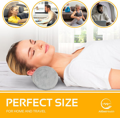 AllSett Health Round Cervical Roll Cylinder Bolster Pillow with Removable Washable Cover, Ergonomically Designed for Head, Neck, Back, and Legs, Grey | 13" X 5"