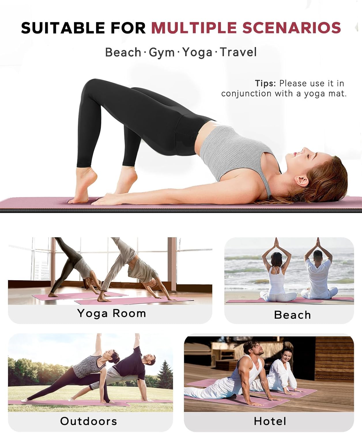 HAPBEAR Hot Yoga Towel with Non-Slip Grip Dots, Super-Absorbent Microfiber Yoga Mat Towel for Sweaty Bikram, Pilates and Studio Workouts - Grey
