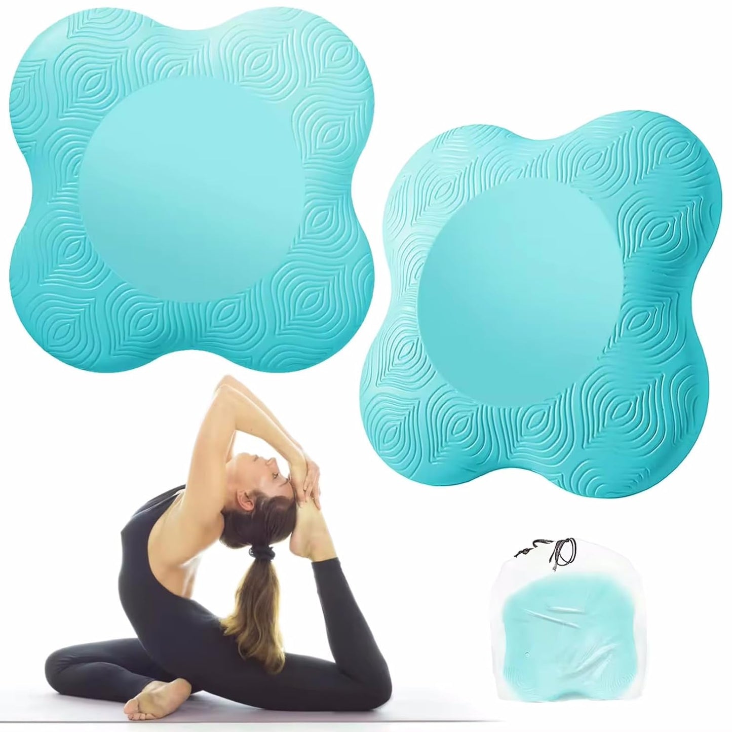 Yoga Knee Guards (Set of 2) - Male and Female Yoga Props and Accessories for Fitness, Travel, Meditation, Kneeling, Balance, Floor, Pilates Pads for Knee and Elbow (blue)